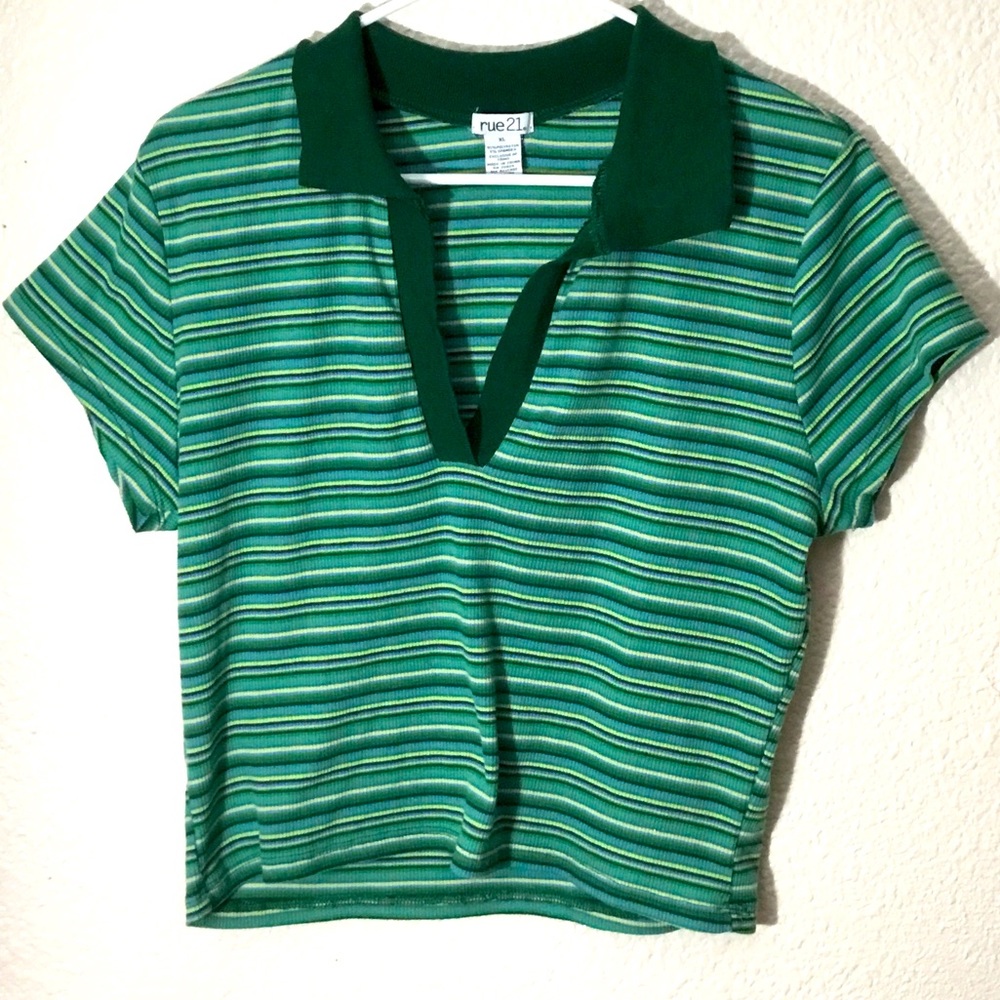 Green rue 21 striped shirt never worn with but no tags